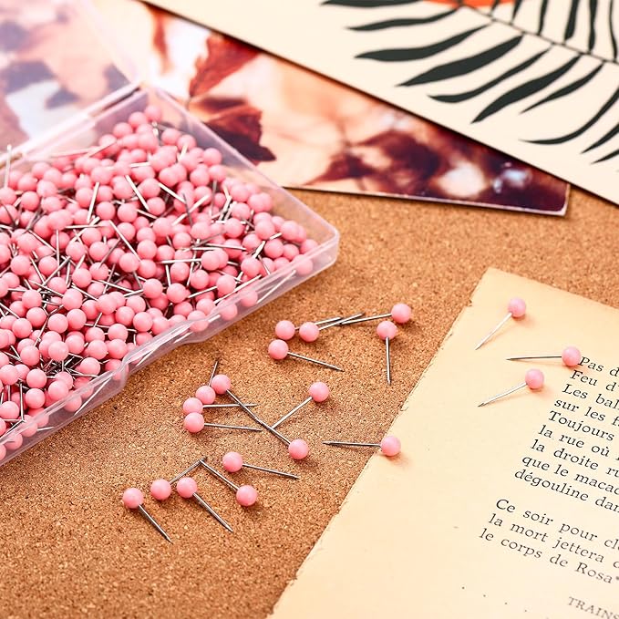WILLBOND 500 Pack Map Push Pins Map Tacks Small Round Head Push Pins Thumb Tacks - Image 3