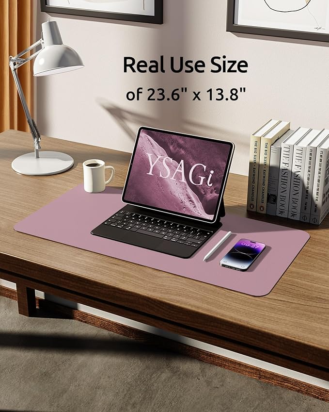 YSAGi Leather Desk Protector, Office Mat, Large Mouse Mat, Non-Slip PU Leather - Image 5