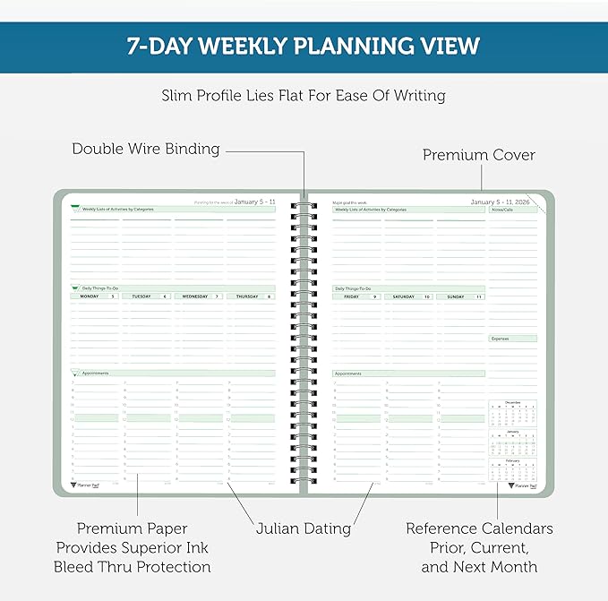 Planner Pad Spiral Bound January-December 2026/ Calendar Year 6 3/4" x 8 1/2" - Image 3