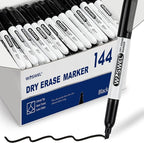 WOSWEL Dry Erase Markers Bulk, 144 Pack Black Chisel Tip Whiteboard Markers by WonderfulOptions