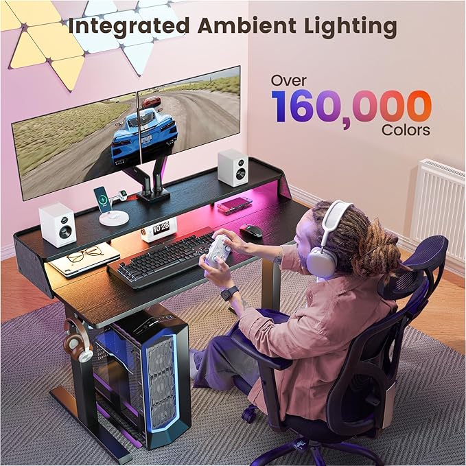 ErGear Standing Desk with LED Strip, 48″ x24″ Electric Height Adjustable RGB - Image 5