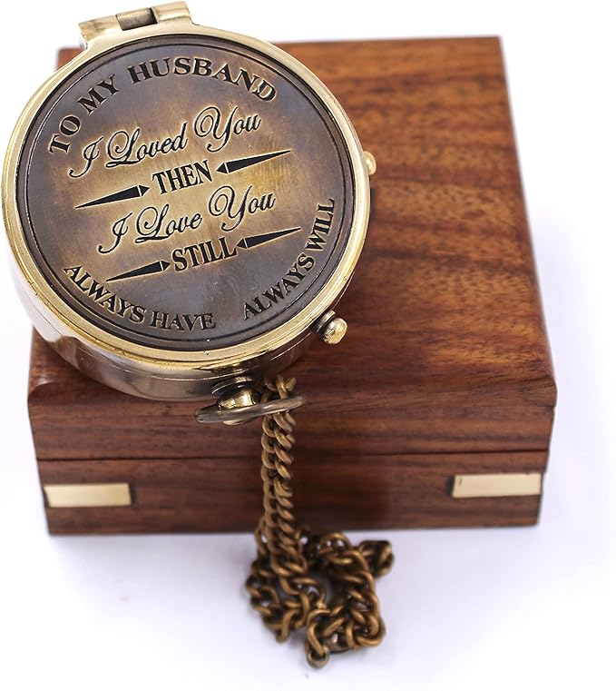 to My Husband I Loved You, Camping Compass Engraved by OceanReplicas