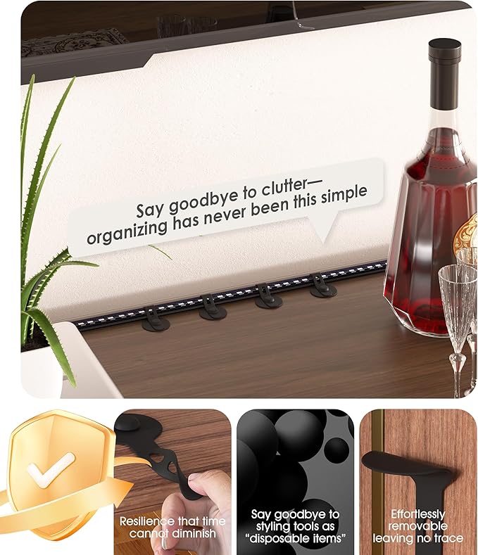 Nearockle Cable Management Under Desk, Adjustable Self-Adhesive Silicone Cable - Image 5