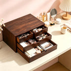 deayou bamboo desk organizer, 100% natural bamboo desktop, front angle view
