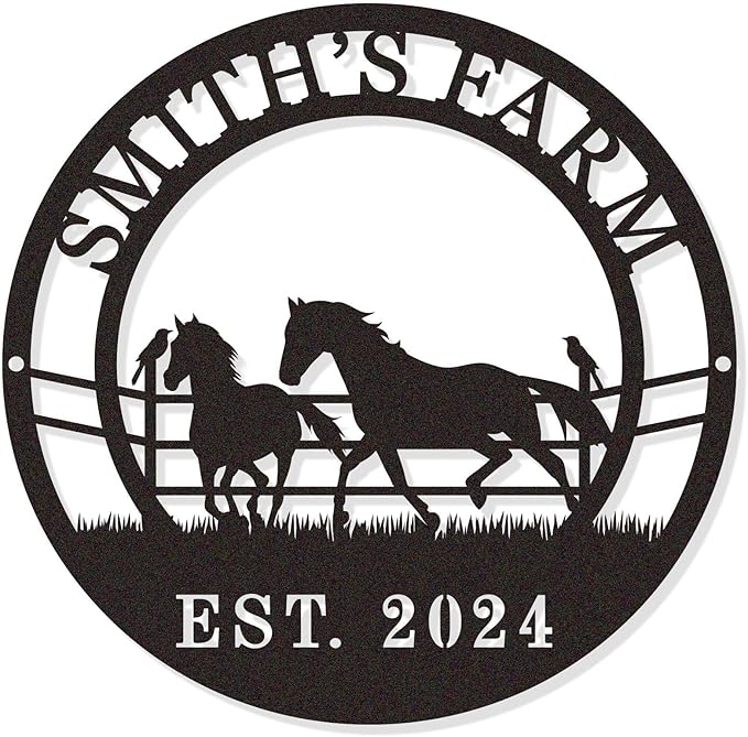 Personalized Horse Ranch Metal Sign Custom Farm Metal Wall Art Horse Name Sign by HYTSIGN