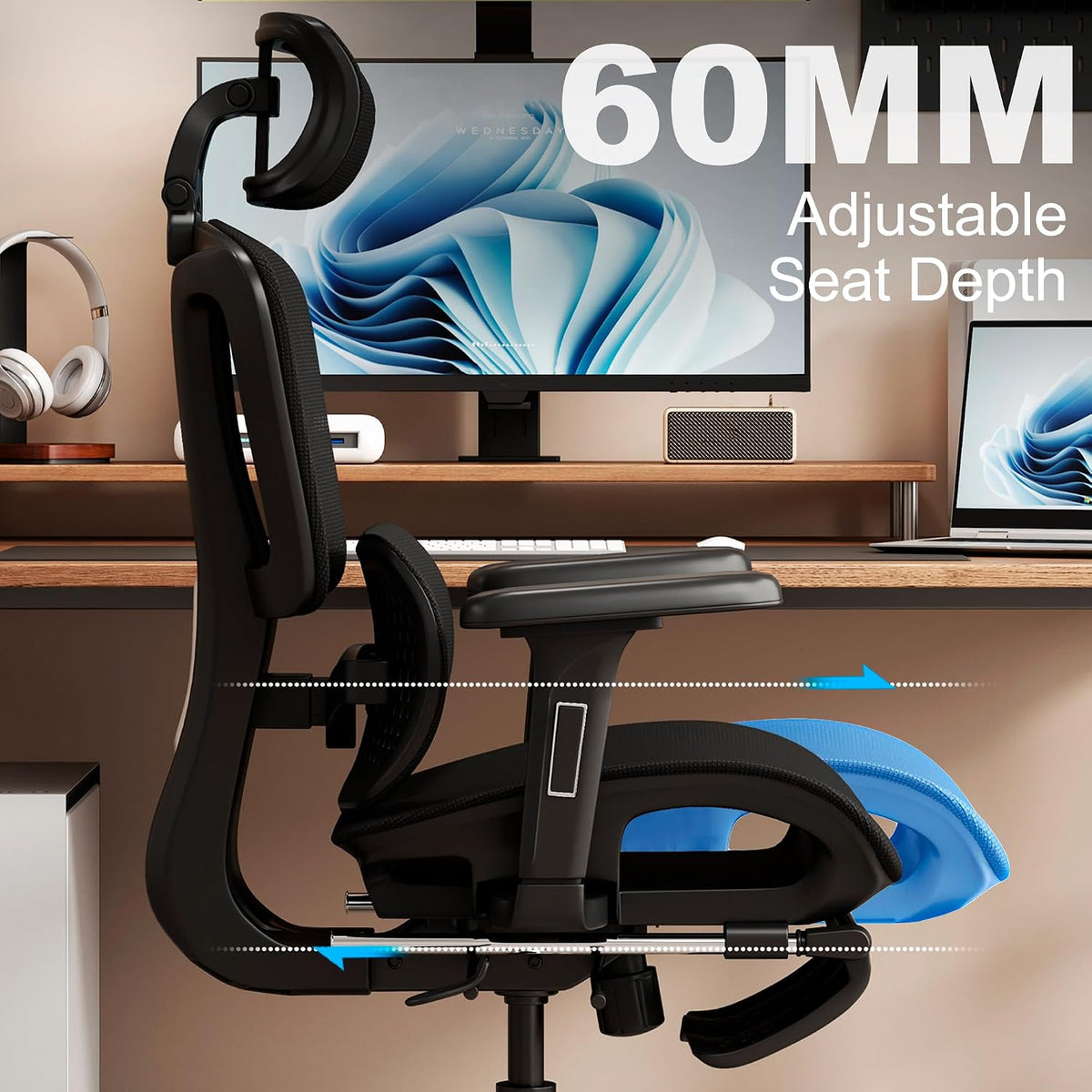 Vonesse Ergonomic Office Chair with Footrest, Desk Chairs with Adjustable 3D ...