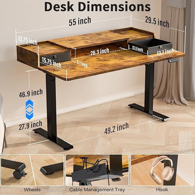Kingant 55 x 30 Inch Electric Standing Desk - Image 2