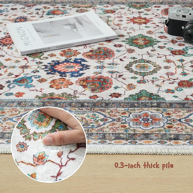 Rugcomf Area Rugs 8x10 for Living Room Clearance, Machine Washable Boho Rug - Image 3