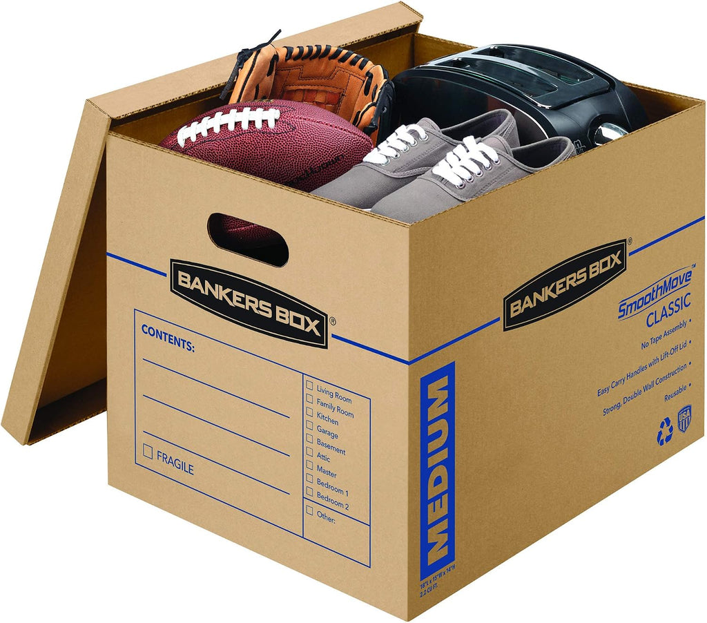bankers box 20-pack medium classic moving boxes with, close-up detail