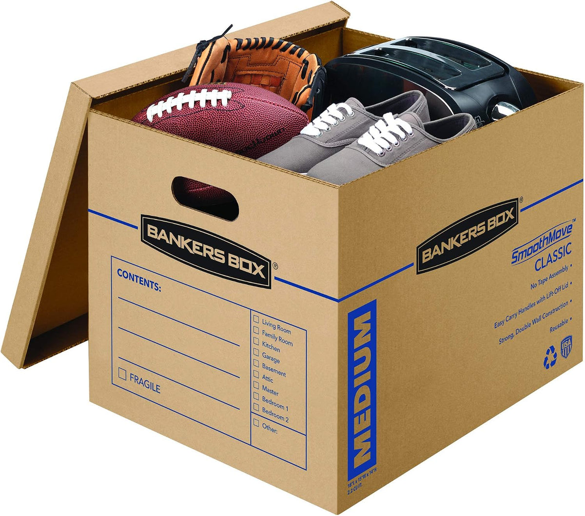 bankers box 20-pack medium classic moving boxes with, close-up detail