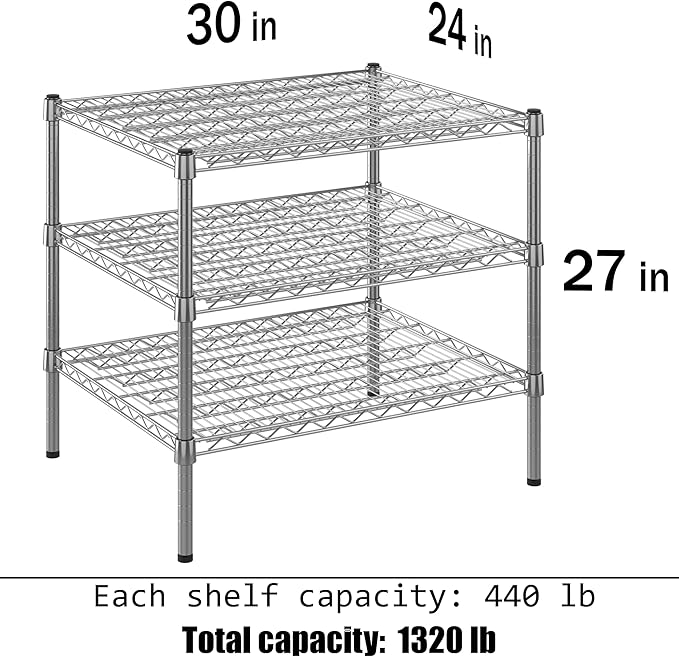 Regal Altair 24" Deep x 30" Wide x 27" Height Wire Shelving Kit | 3-Tier | NSF - Image 3