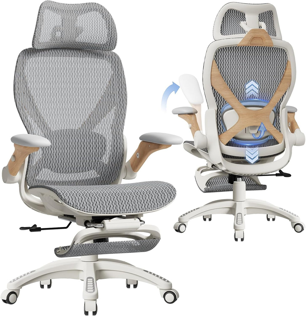 elabest x100 ergonomic mesh office chair with footrest, main product view