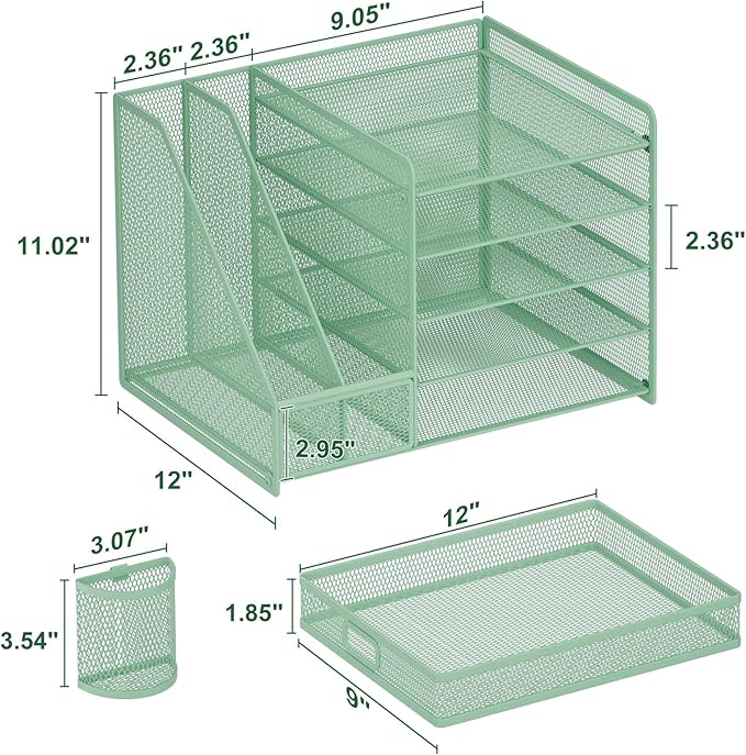 Marbrasse Desk Organizer with File Holder, 5-Tier Paper Letter Tray Organizer - Image 6