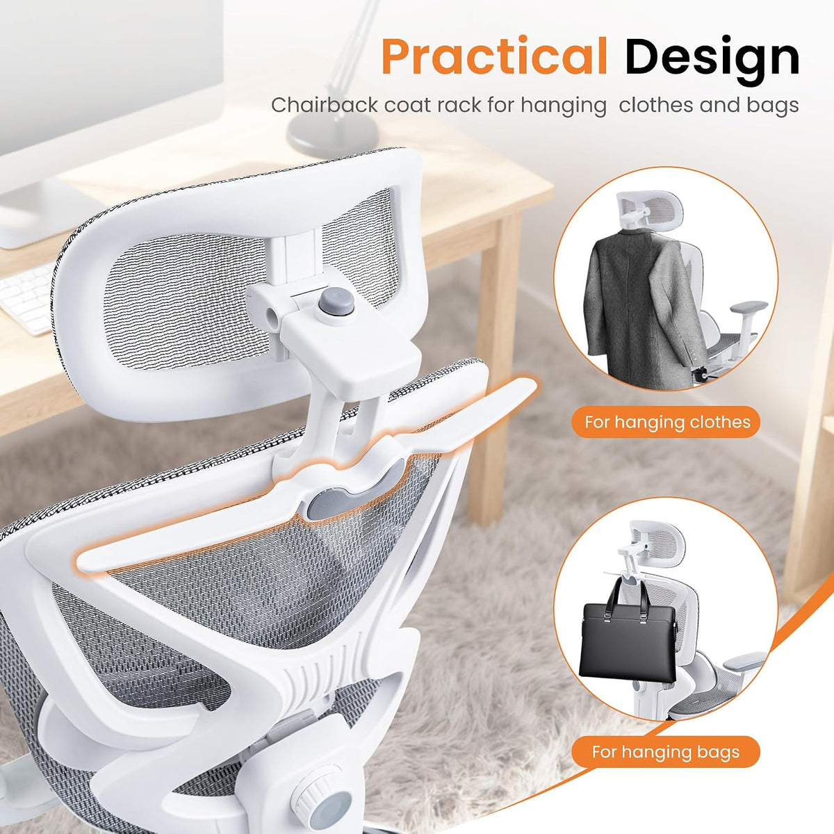 LuxErgo Big & Tall Ergonomic Mesh Office Chair 350lbs, High Back Reclinin...