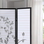 Roundhill Bamboo Print 4-Panel Framed Room Screen/Divider - Image 3