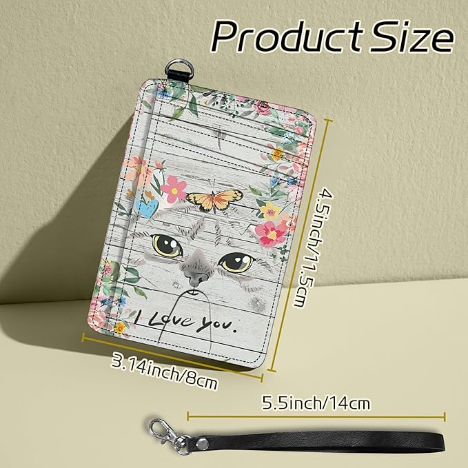 BWEGRHE Small Travel Wallets, Cat Flowers Slim Minimalist Front Pocket Wallet - Image 2