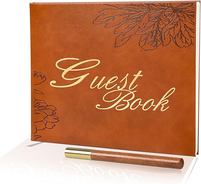 Leather Wedding Guest Book, Visitor Log Guest Book by Unknown
