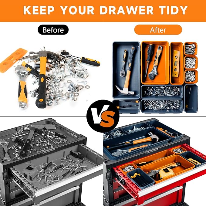 FLYVOLE Tool Box Organizer Tray, Toolbox Desk Drawer Organizer, Tool Box Tray - Image 4