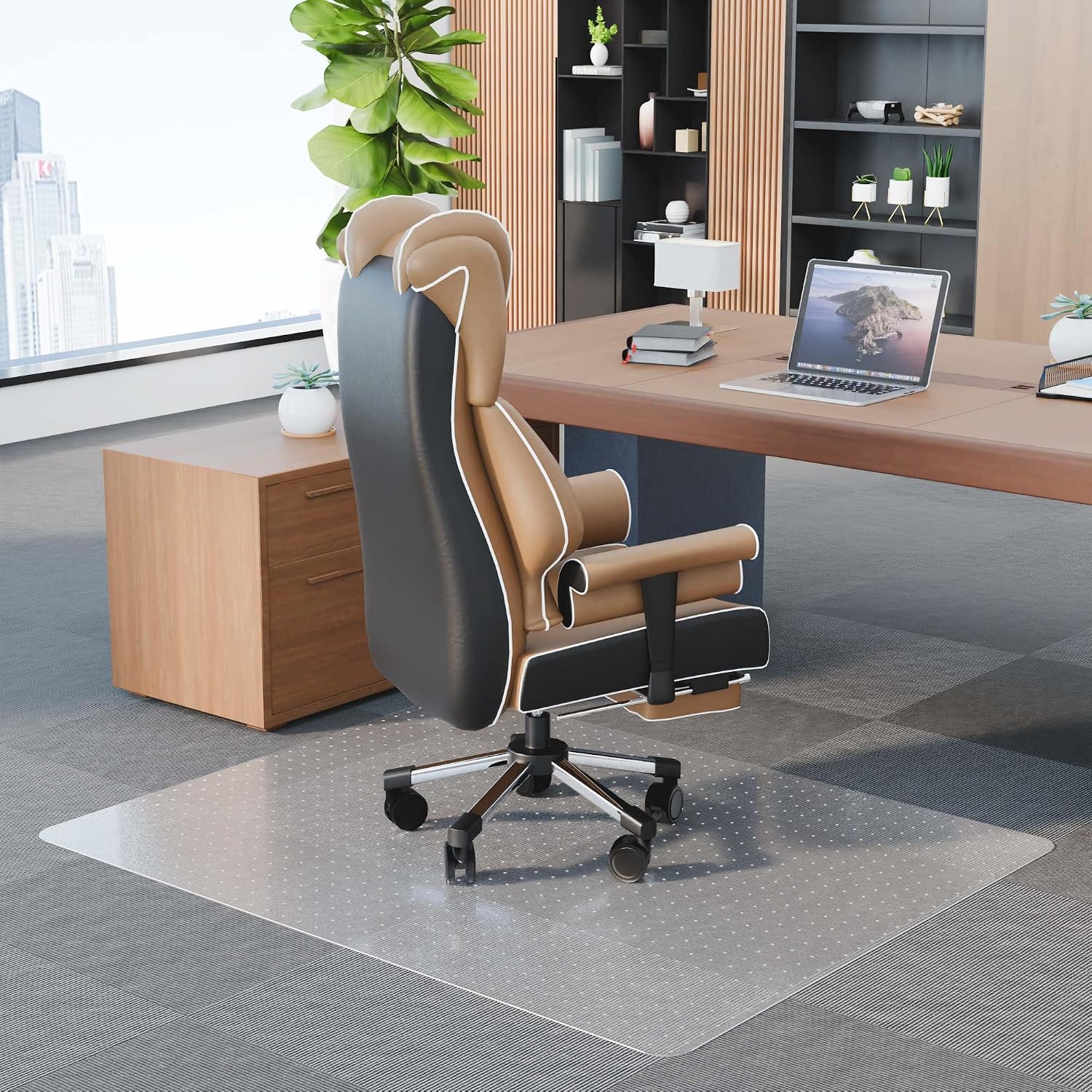 100pointONE Office Chair Mat for Carpet, 30" x 48" Clear Desk Chair Mat for Low Pile Carpeted Floors- Easy Glide Plastic Floor Mat for Office Chair on Carpet