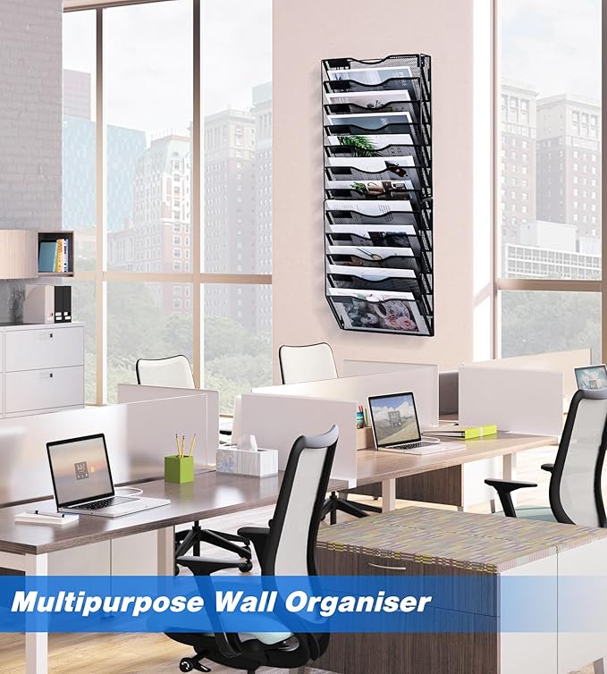 Solinxe Wall File Holder, 12 Pockets Hanging File Folder, Paper Organizer - Image 3