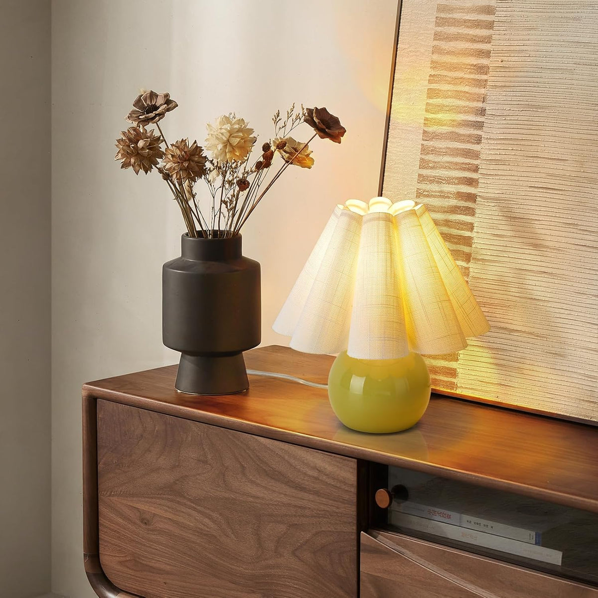 Green Small Touch Control Table Lamp for Bedroom, Green Bedside Lamps for Nig...
