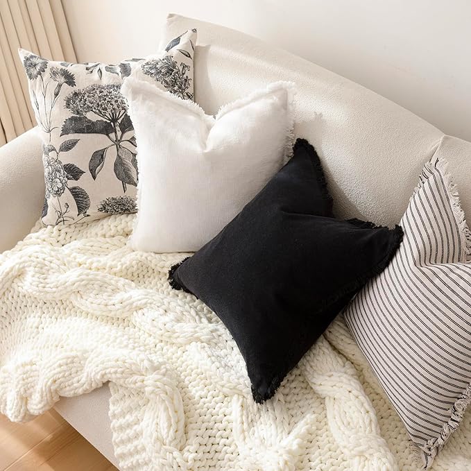 Foindtower Set of 2 Decorative Linen Fringe Lumbar Throw Pillow Covers Boho - Image 6