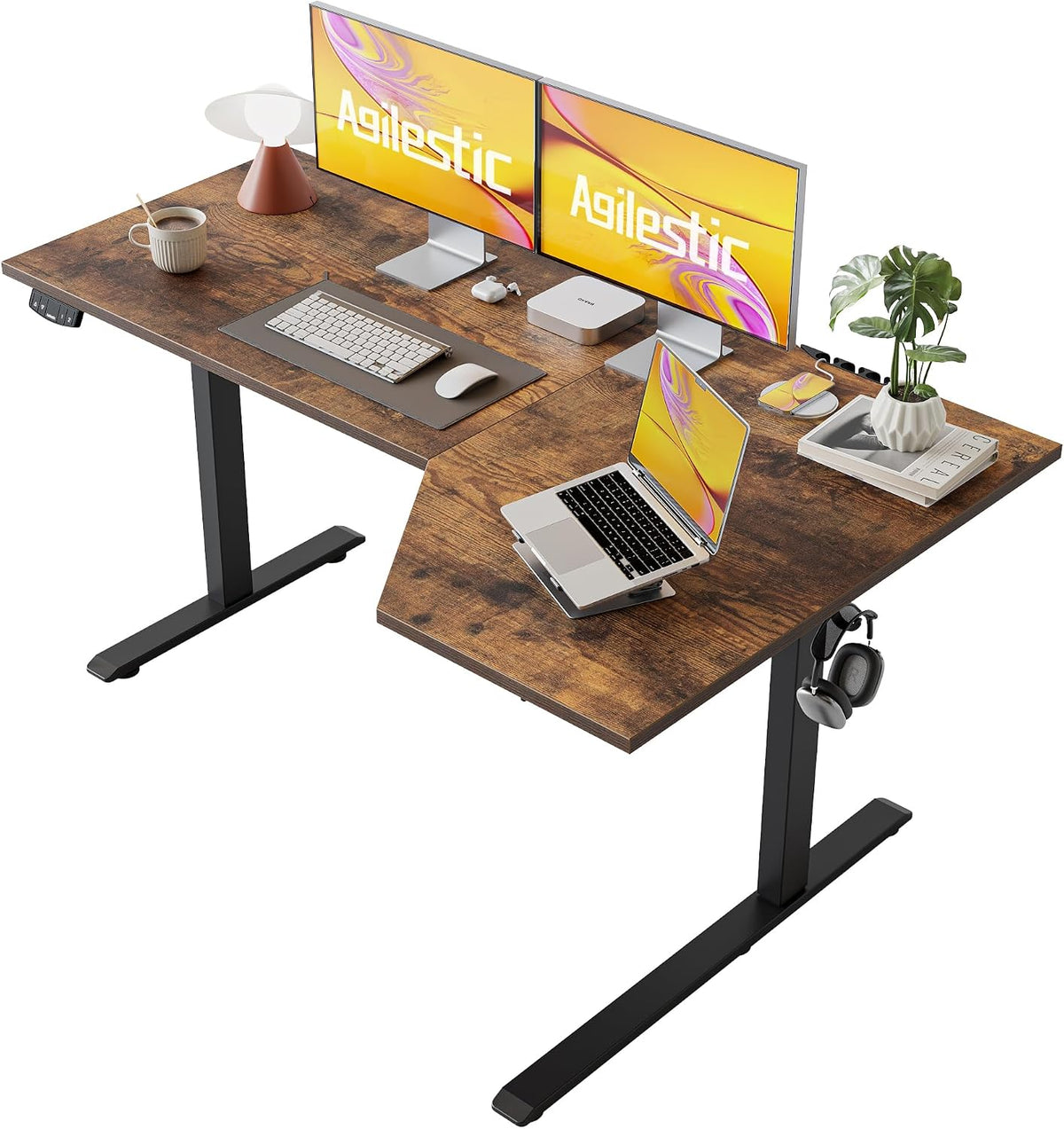 Agilestic Electric Standing Desk, L-Shaped 59 Inches Height Adjustable Desk