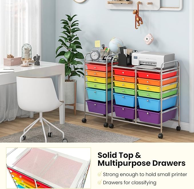 Giantex 12 Drawer Rolling Storage Cart Tools Scrapbook Paper Office School - Image 7