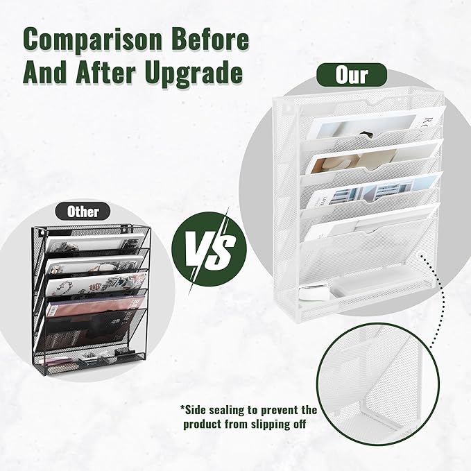EASEPRES 6 Tier Mesh Hanging Wall File Organizer, Desk Vertical Mail Paper - Image 3