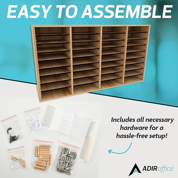AdirOffice Wooden Adjustable Literature Organizer, 36 Compartment Office Mailbox - Image 6
