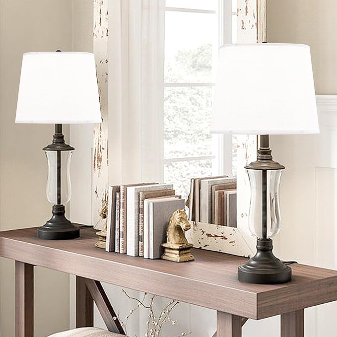 White Texture Lamp Shades Set of 2 Drum Lampshades Replacemnt - Image 6