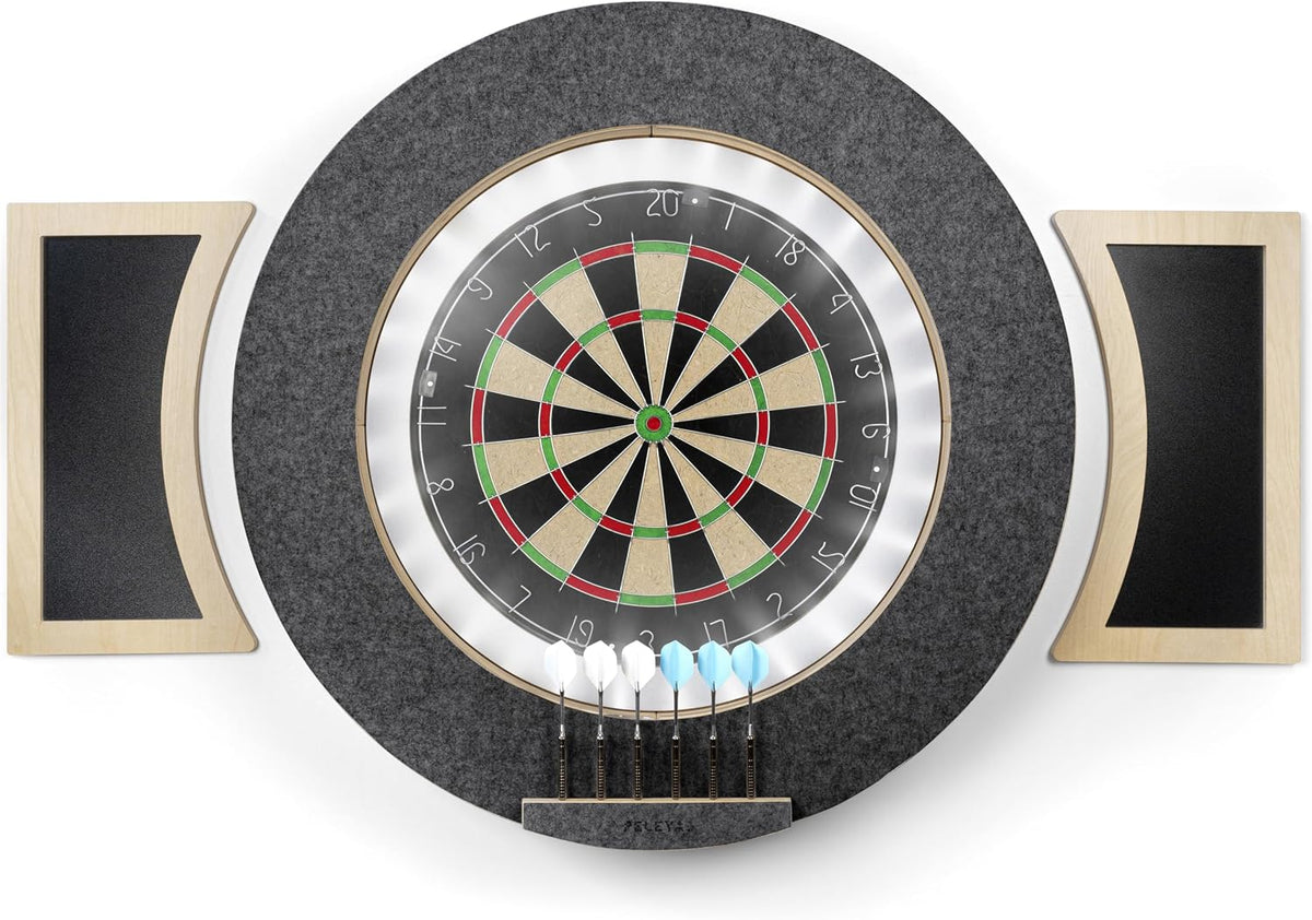 Dart Board Cabinet Set with LED Light; Bristle Dartboard, Built in LED Light,...