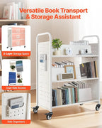 VEVOR Rolling Library Book Cart, 330 lbs Capacity, 38.2 x 20.3 x 48.2-Inch - Image 4