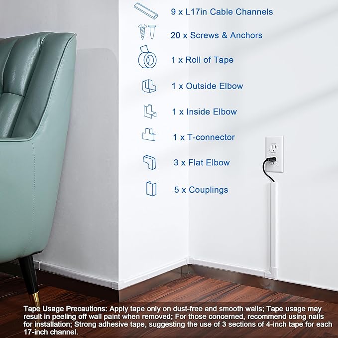 153in Wall Cable Hider, Cord Hider to Hide 3-4 Cords, TV Wire Hider - Image 5