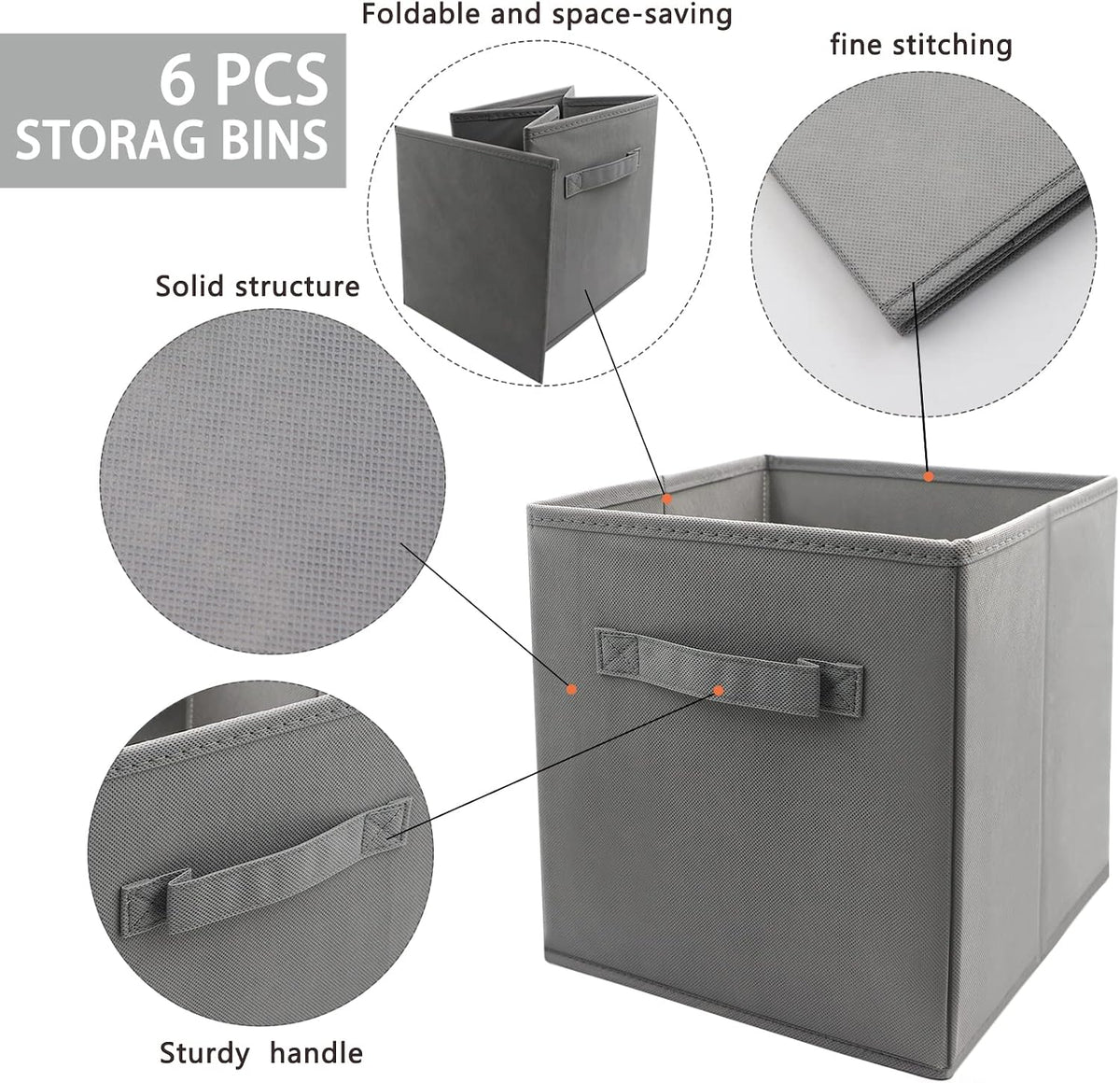 EBIGIC storage bins collapsible storage bins,cube storage organizer (Pack of ...