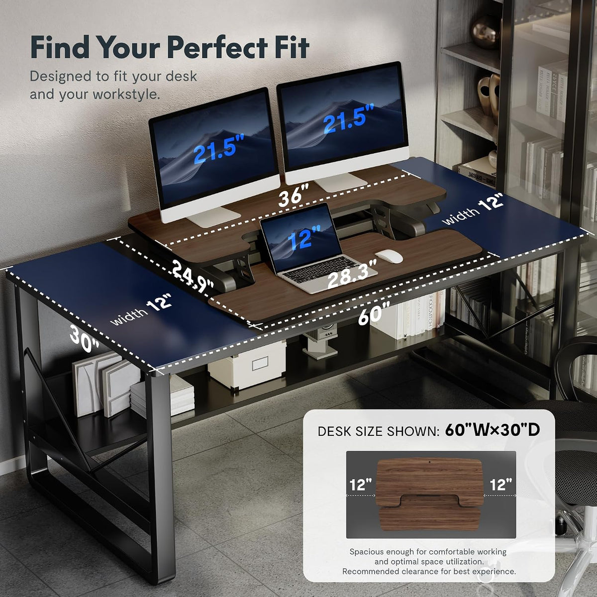 FLEXISPOT 36" Standing Desk Converter, Dual Monitor Desk Riser, Sit Stan...