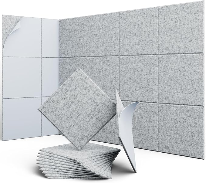 UNECHO 12 Pack 12" X 12" X 0.4" Acoustic Panels by UNECHOACOUSTIC