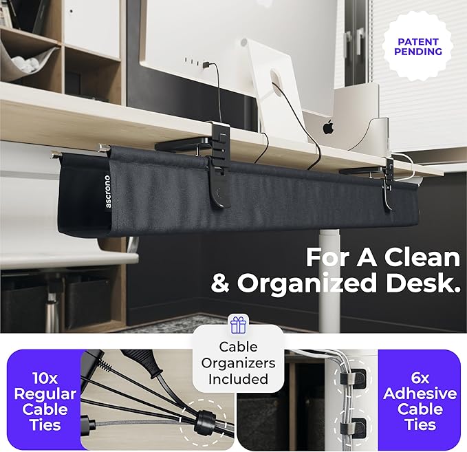 Ascrono Original No Drill Under Desk Cable Management Tray 53.9" - Image 5