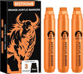 BIGTHUMB 3 Pcs Orange Jumbo Permanent Markers: 15mm Wide Tip Thick Acrylic by BIGTHUMB