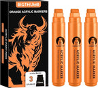 BIGTHUMB 3 Pcs Orange Jumbo Permanent Markers: 15mm Wide Tip Thick Acrylic by BIGTHUMB