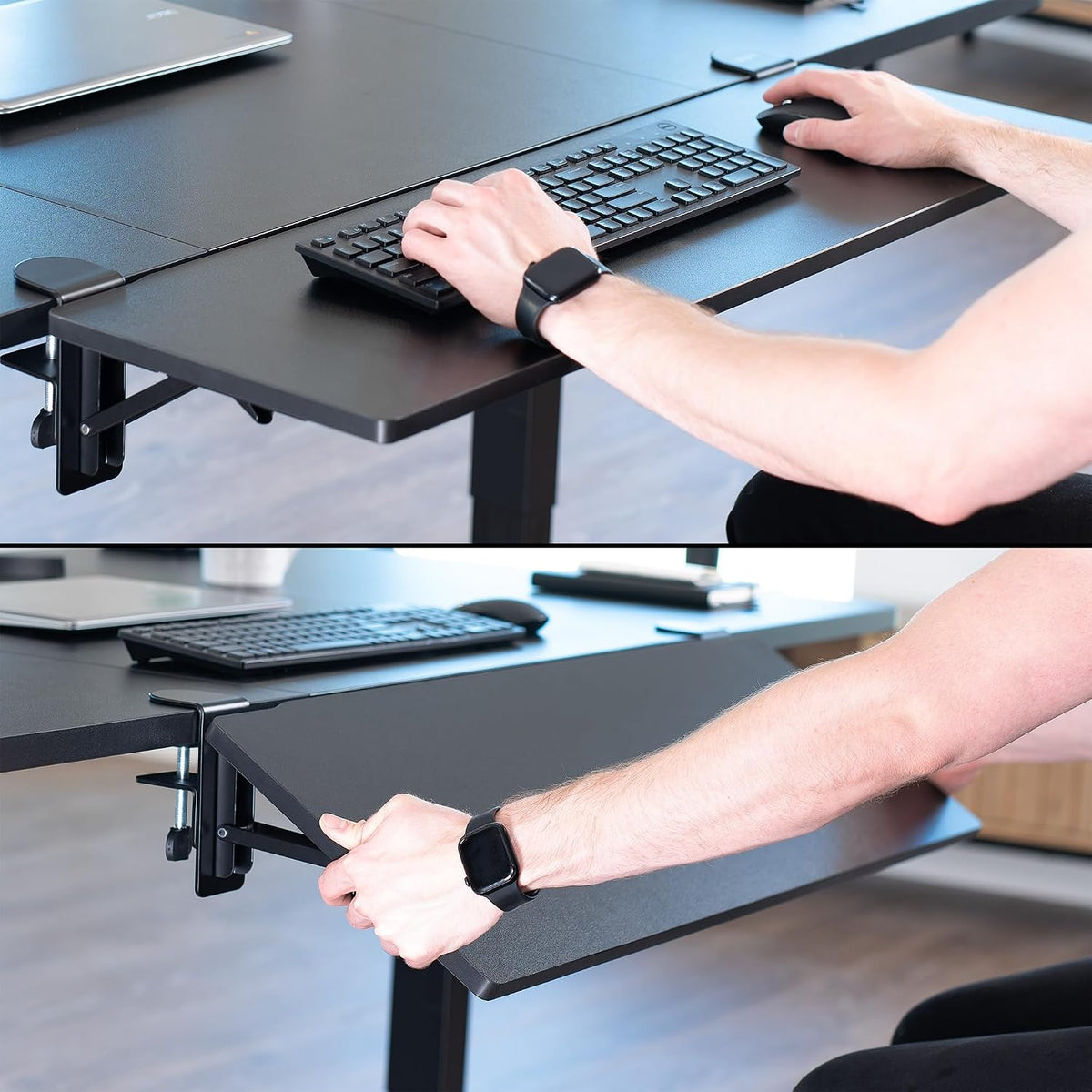 VIVO Black Clamp-on 36 x 12 in Desk Extender, DESK-EXT36