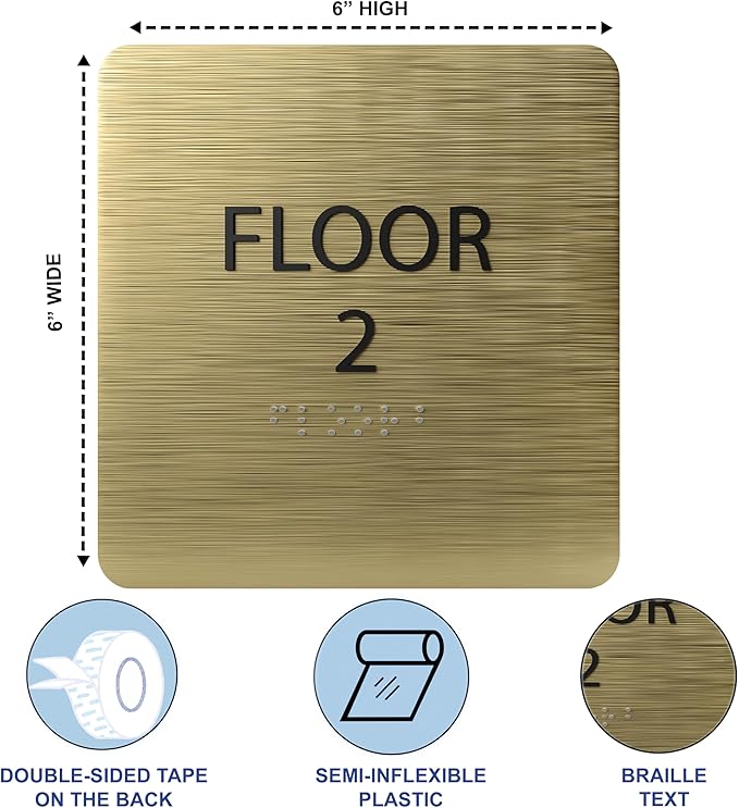 Spruce ADA Floor 2 Sign with Braille – Made from Durable Acrylic and Ready to - Image 3