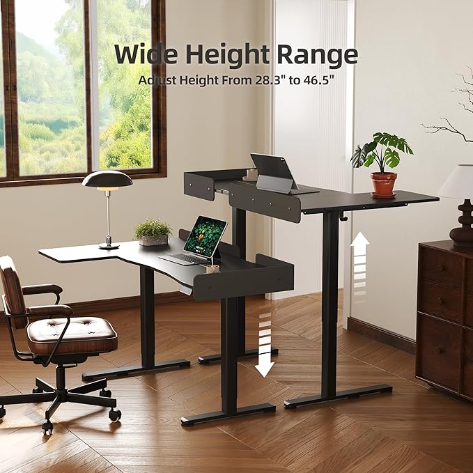 Claiks L Shaped Standing Desk, 55 Inch Electric Height Adjustable Desk - Image 6