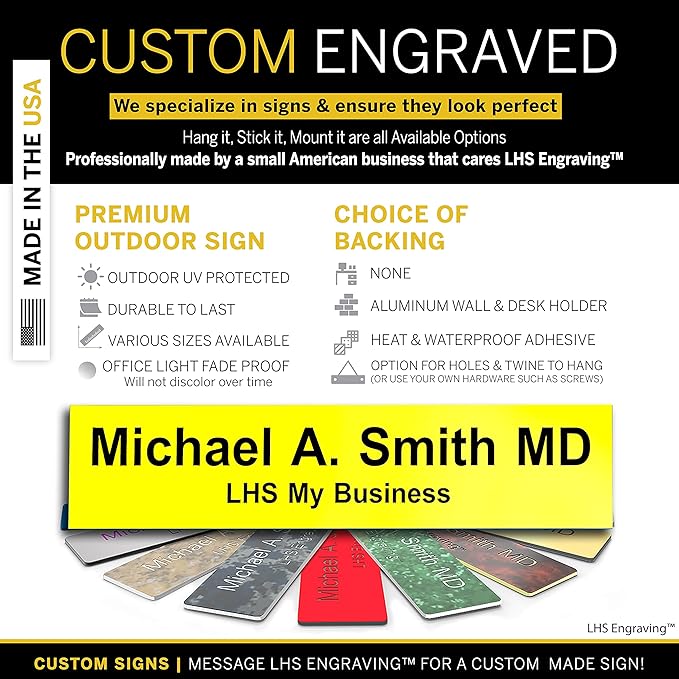 Door Name Plate Personalized for Office Yellow Plastic Name Plate Black Letters - Image 3