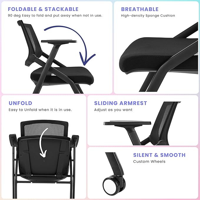 BROBRIYO 2 Pack Stackable Conference Room Chairs - Image 6