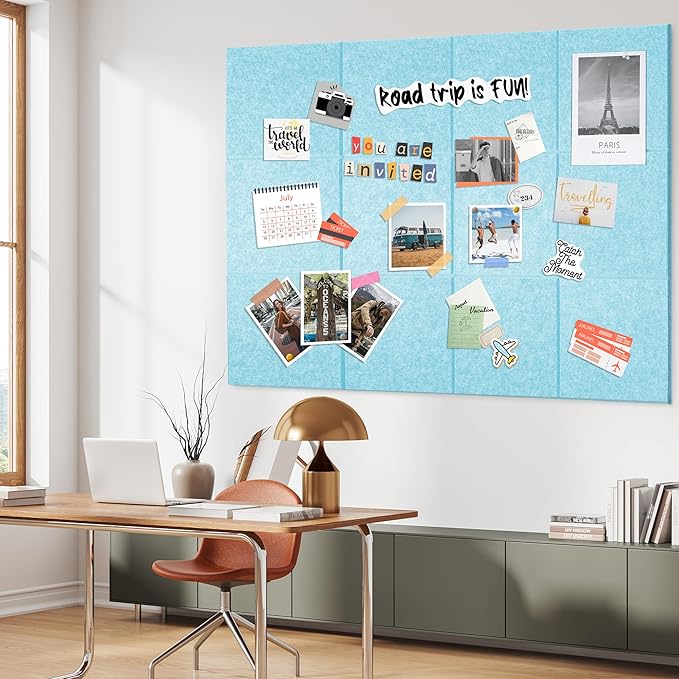 AKTOP Cork Board Bulletin Board 47"x35", 12 Pack Removable Felt Cork Board Tiles - Image 6