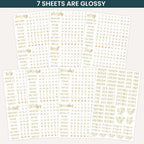 bloom daily planners Metallic Calendar Essentials Planner Stickers - 8 Sheets, 1629 Stickers Per Pack! - Aesthetic Monthly Headings, Dates, Icons, Etc. - Gold Foil