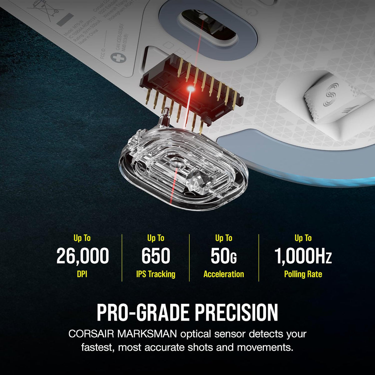 Corsair M75 Wireless RGB Lightweight FPS Gaming Mouse – 26,000 DPI – Swappabl...