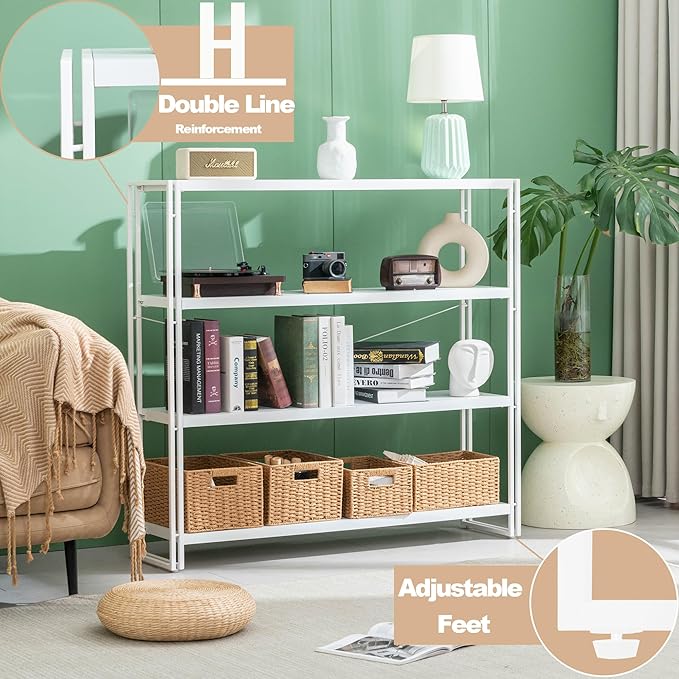 HCHQHS Bookshelf, 4-Tier Industrial Bookcase, Freestanding Tall Bookshelves - Image 5