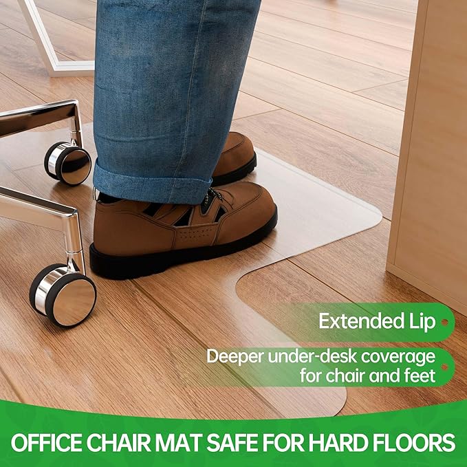 100pointONE Office Chair Mat for Hardwood Floor, Easy Glide Computer Chair - Image 5
